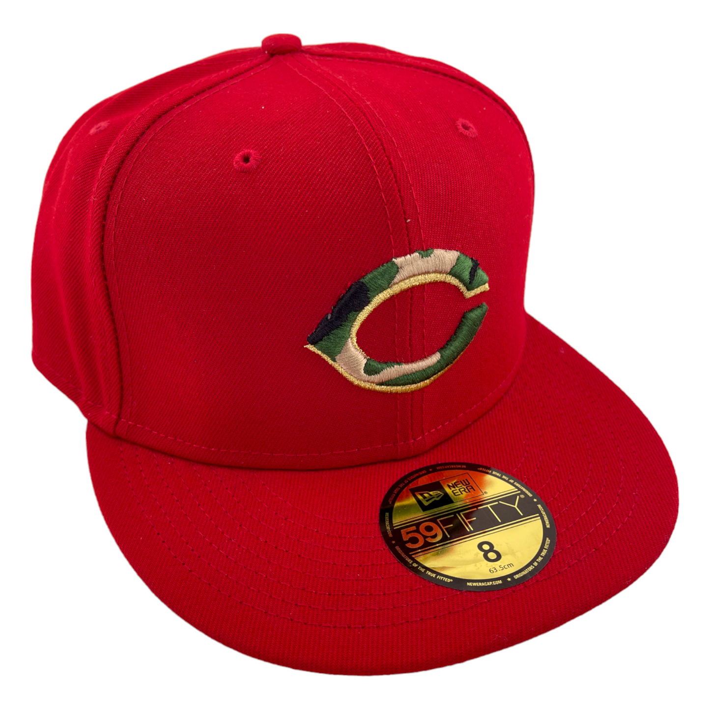 New Era Cincinnati Reds Camouflage Gold Logo Red/Camo UV 59FIFTY Hat Cap