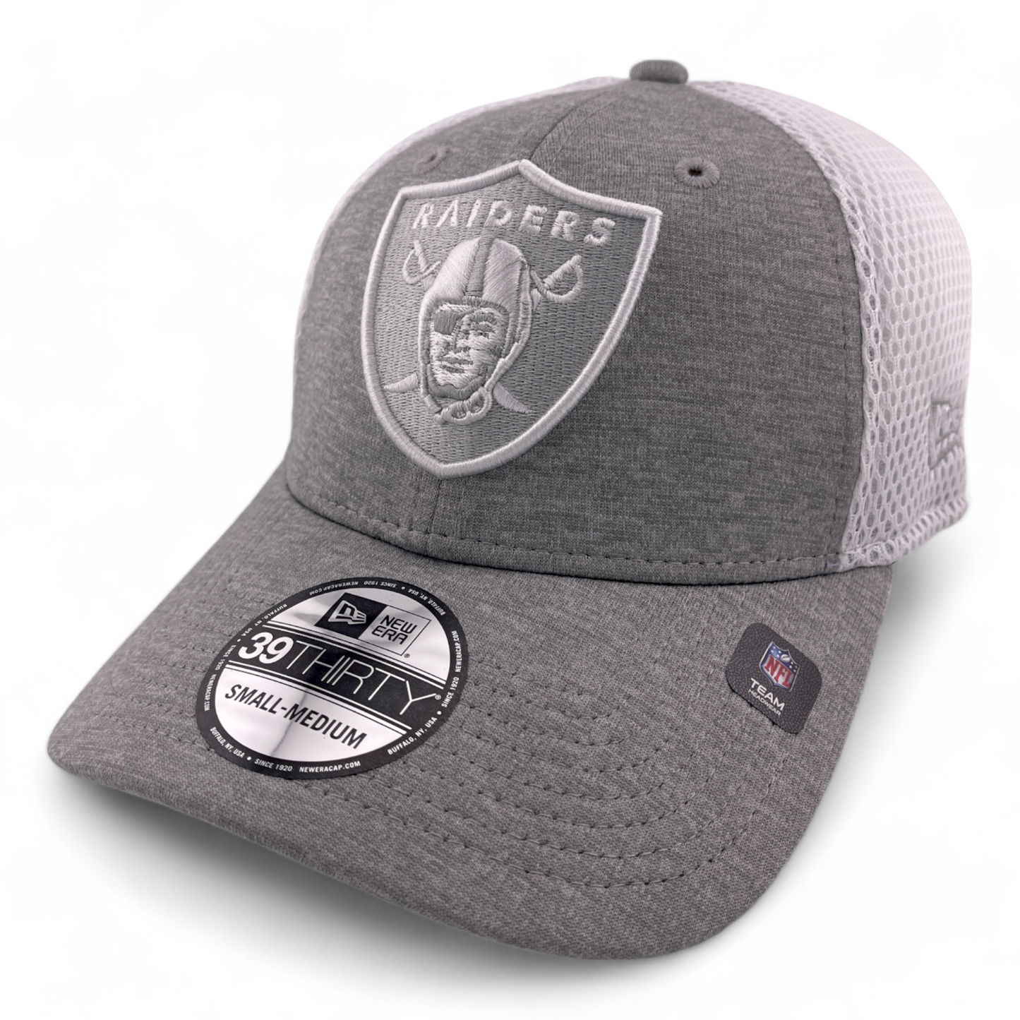 New Era Las Vegas Raiders NFL Grey/White Neo Mesh 39Thirty Flex Fit Hat Cap