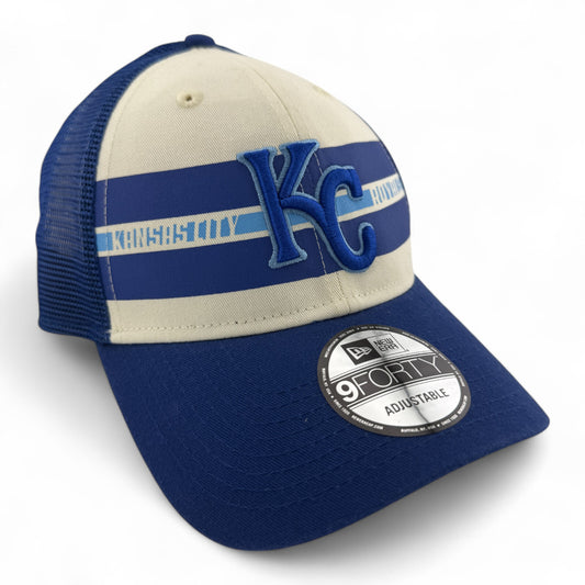 New Era Kansas City Royals MLB Team Stripes Mesh 9Forty Adjustable Snapback Hat