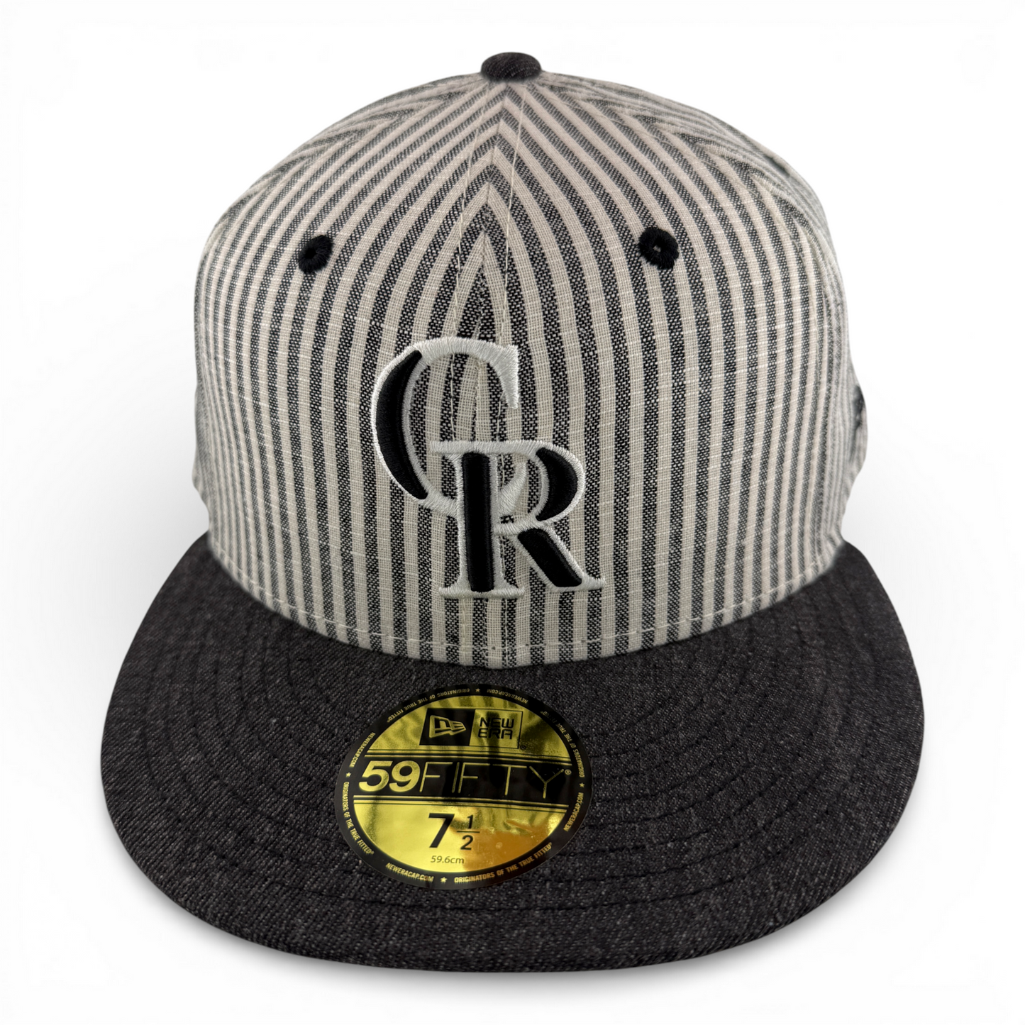 New Era Colorado Rockies MLB Seersucker Pack Denim Stripe 59Fifty Fitted Hat Cap