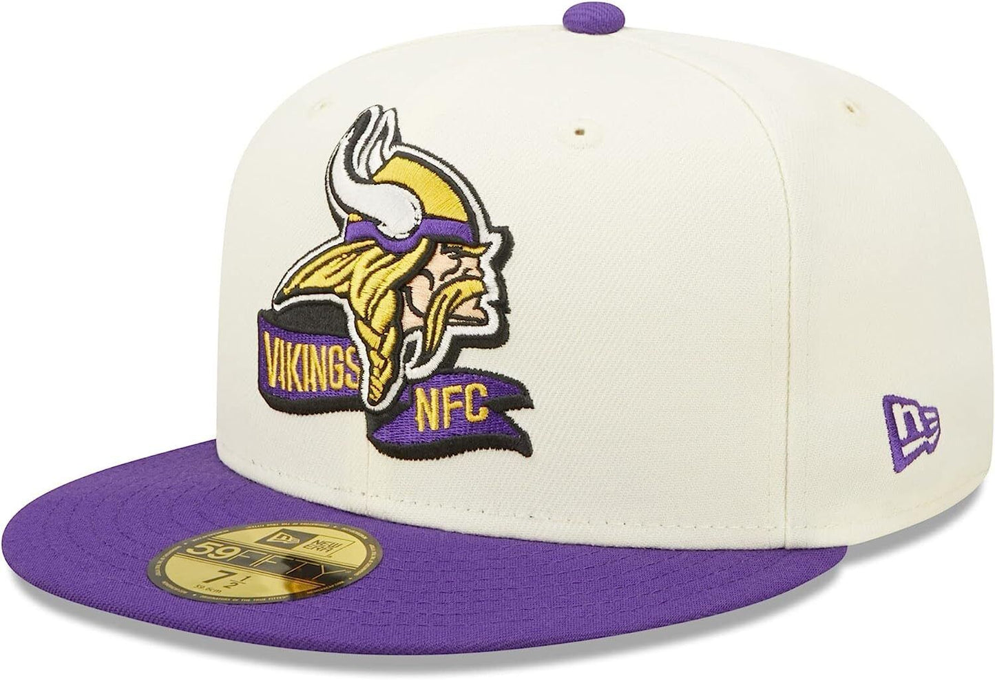 New Era Minnesota Vikings 2022 Sideline NFL Cream 59FIFTY Fitted Hat Cap