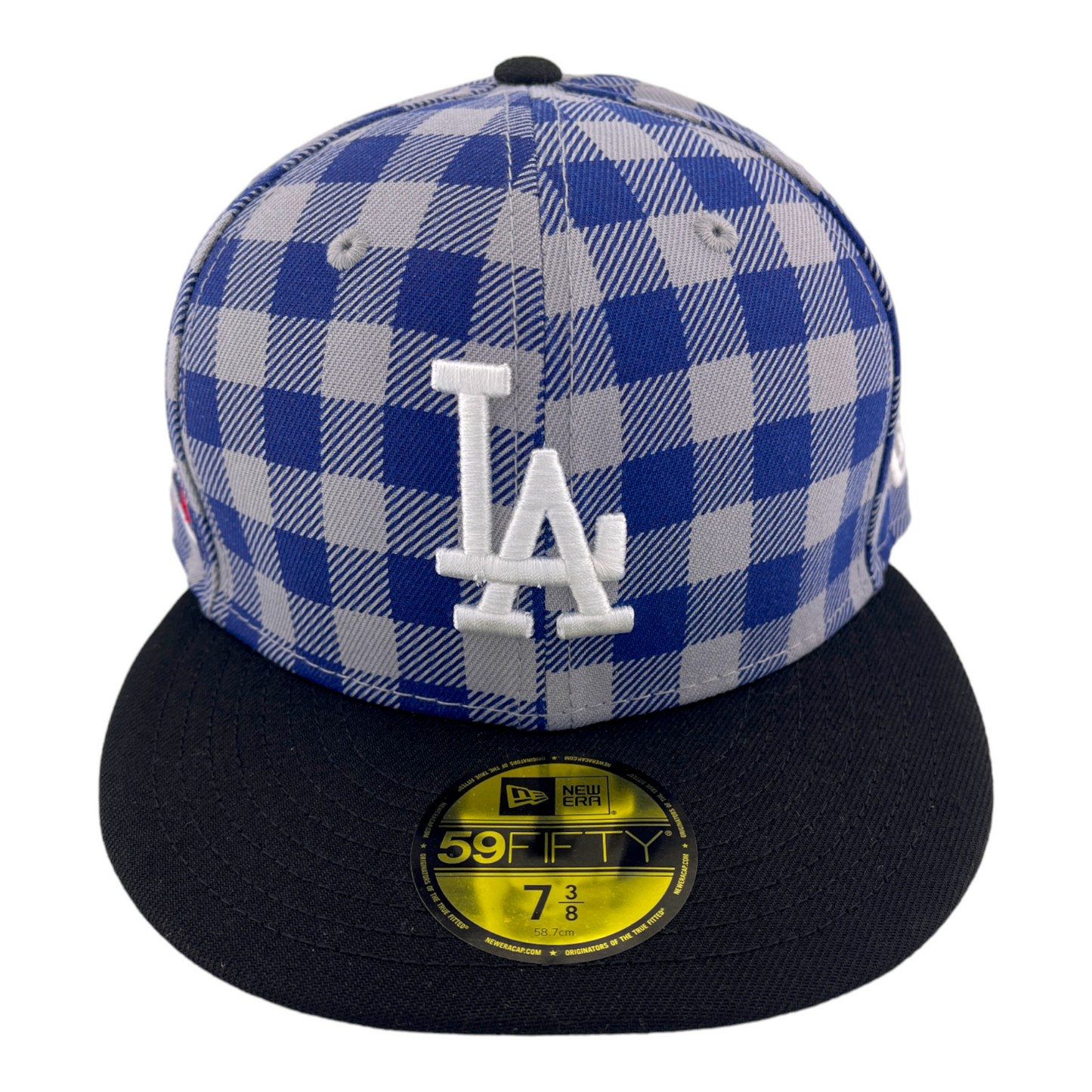 New Era Los Angeles Dodgers World Series Plaid Checkered Blue 59FIFTY Hat Cap