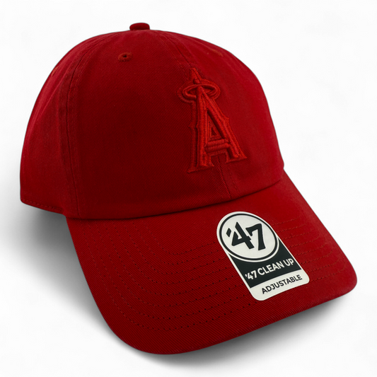 '47 Brand Los Angeles Angels LA MLB Tonal Red Clean Up Adjustable Dad Hat Cap