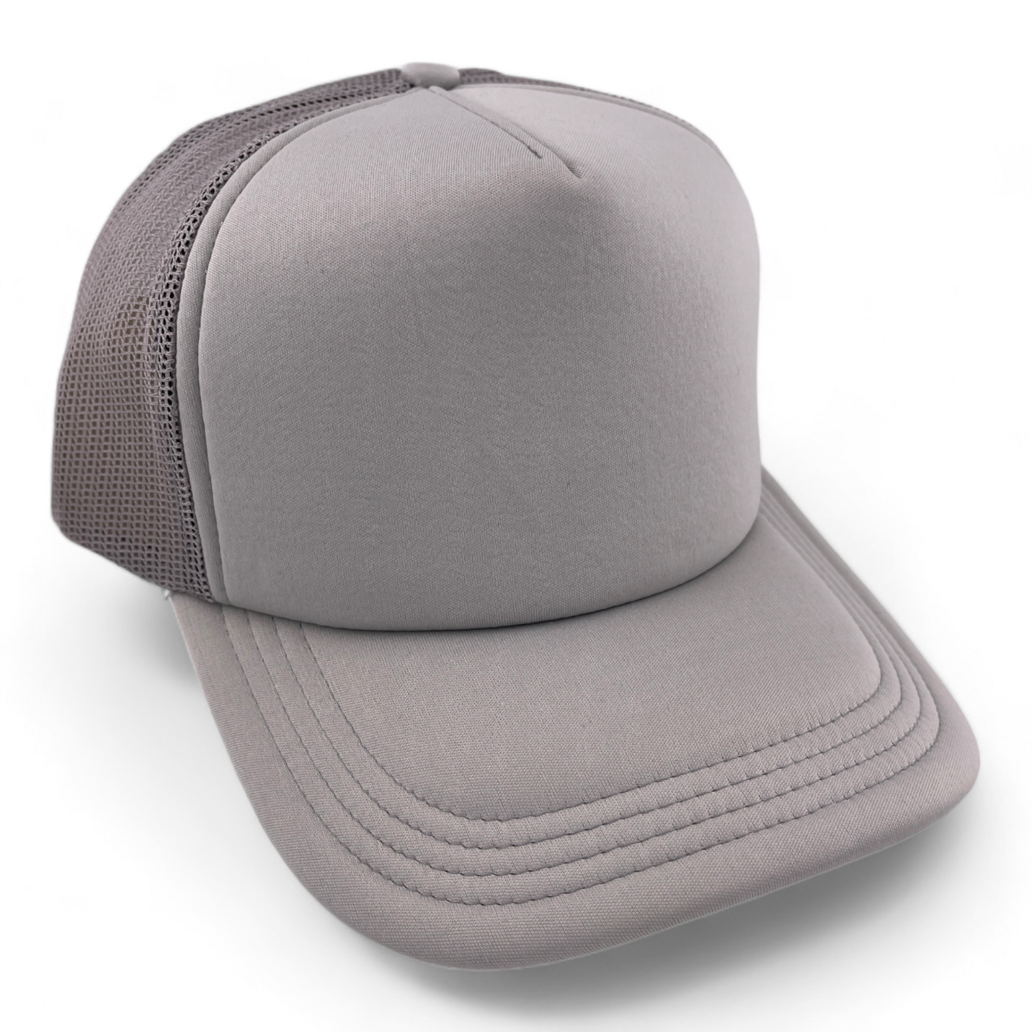 Crowns by Lids Blank (For Customs) All Grey Mesh Back Trucker Adjustable Hat Cap