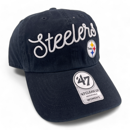 '47 Brand Pittsburgh Steelers NFL Script Women's Clean Up Adjustable Dad Hat Cap