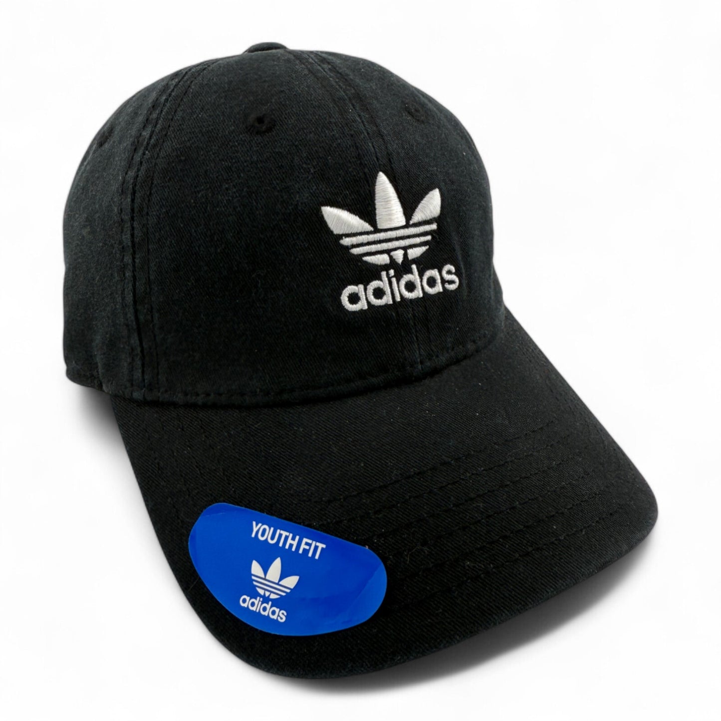 Adidas Originals PreCurved Washed Black Adjustable Baseball Cap Hat Child Youth