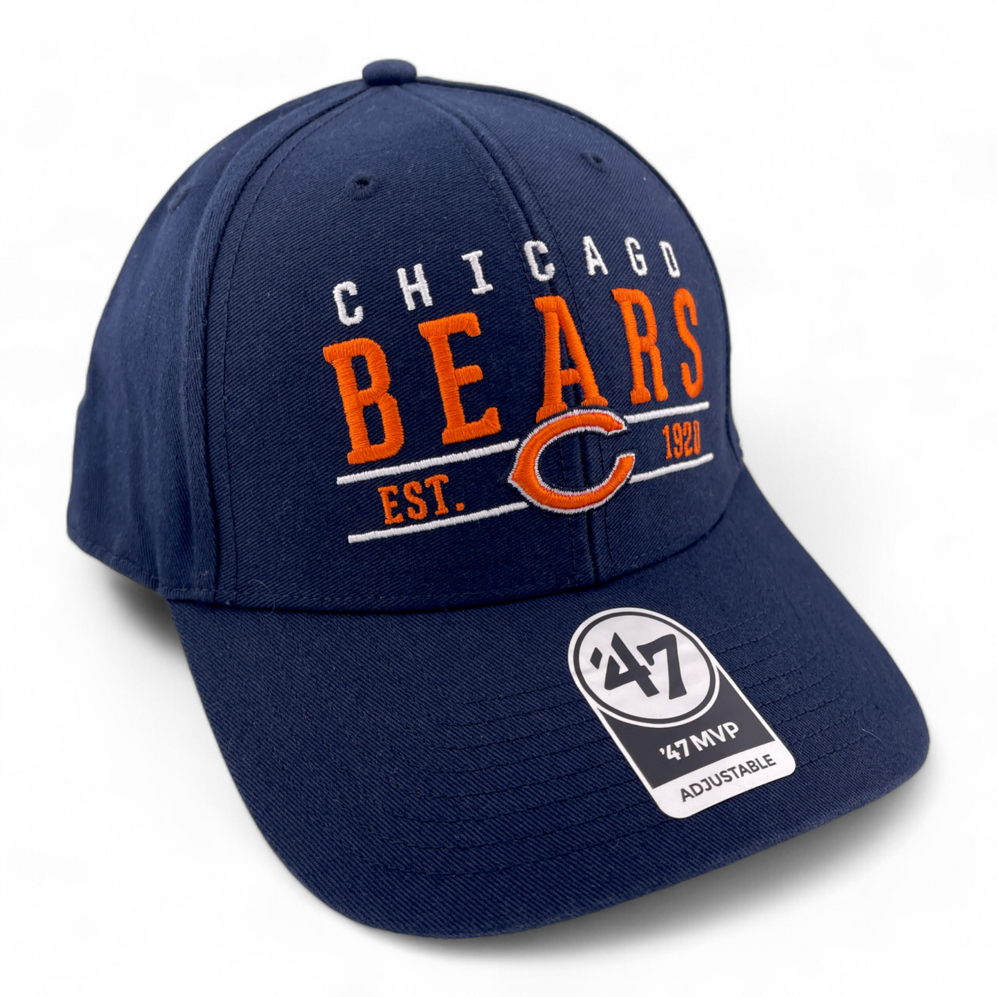 '47 Brand Chicago Bears NFL Navy Blue Center Line Logo MVP Adjustable Hat Cap