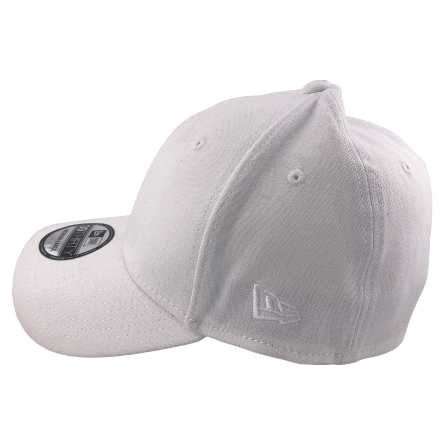 New Era Blank All White 39Thirty Stretch Flex Fit Baseball Hat Cap Size M/L