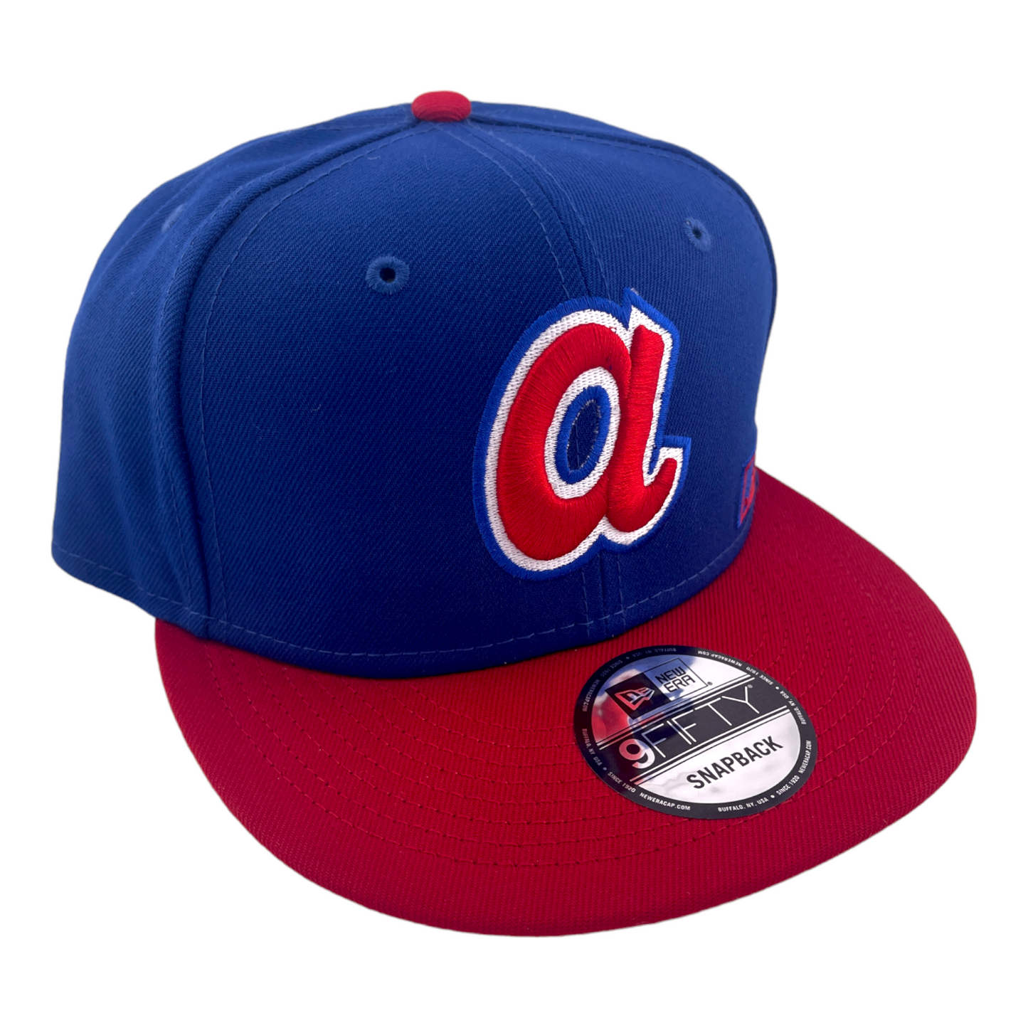 New Era Atlanta Braves Back Arch Embroidery A Logo Blue/Red 9FIFTY Snapback Hat