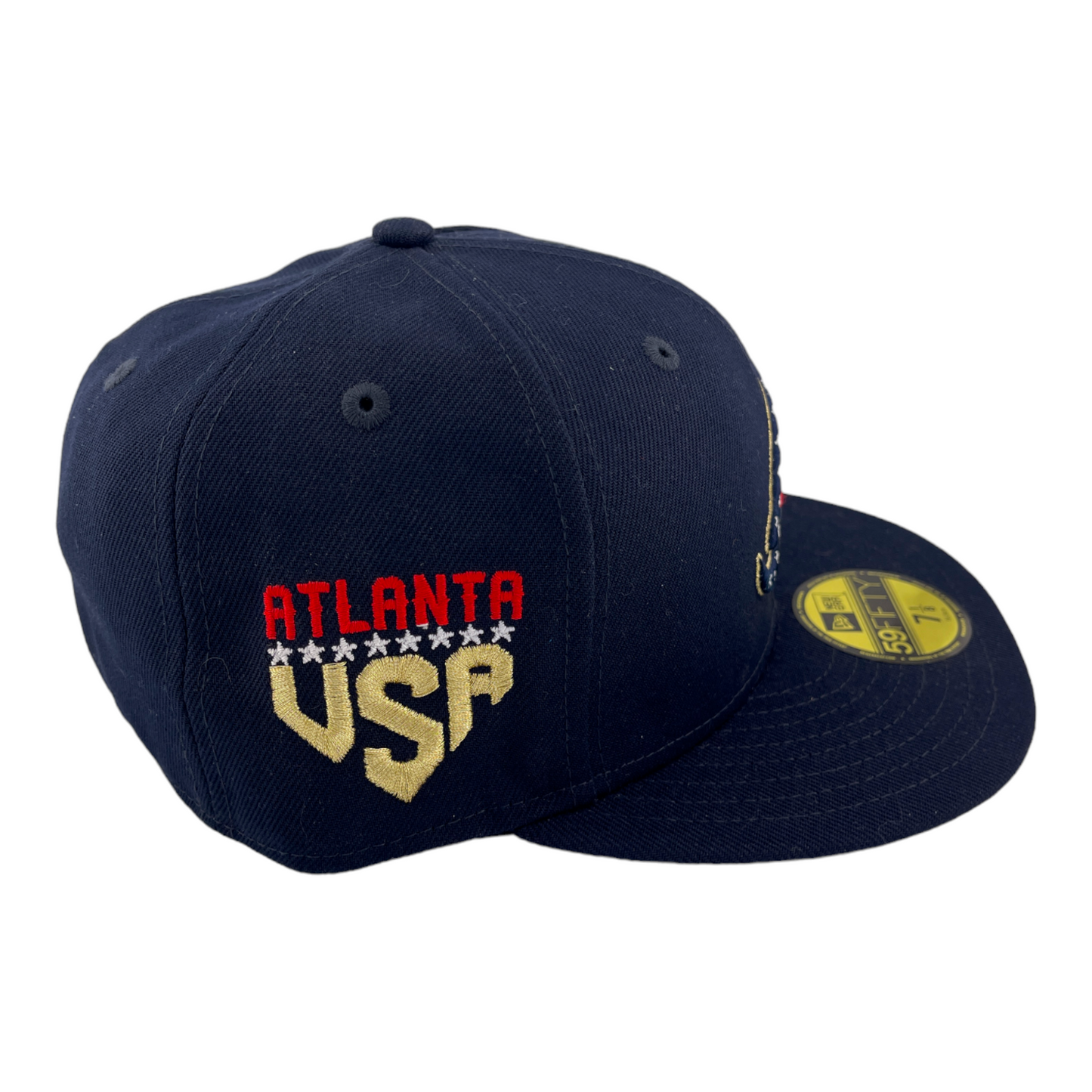 New Era Atlanta Braves 4th of July USA Flag Logo Patch Blue/Grey UV 59FIFTY Hat