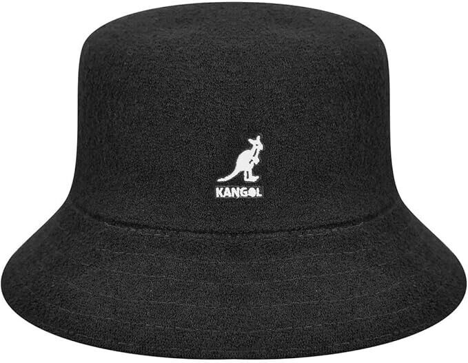 Kangol Bermuda Terry Black White Logo Boonie Bucket Hat Unisex Adult Size Small