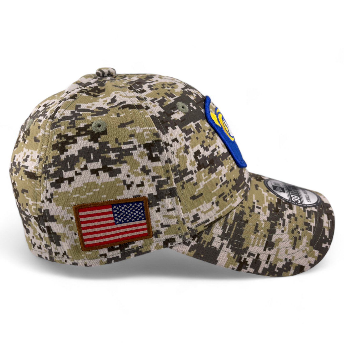 New Era Los Angeles Rams 2023 Salute to Service Camo NFL 39Thirty Flex Fit Hat Cap