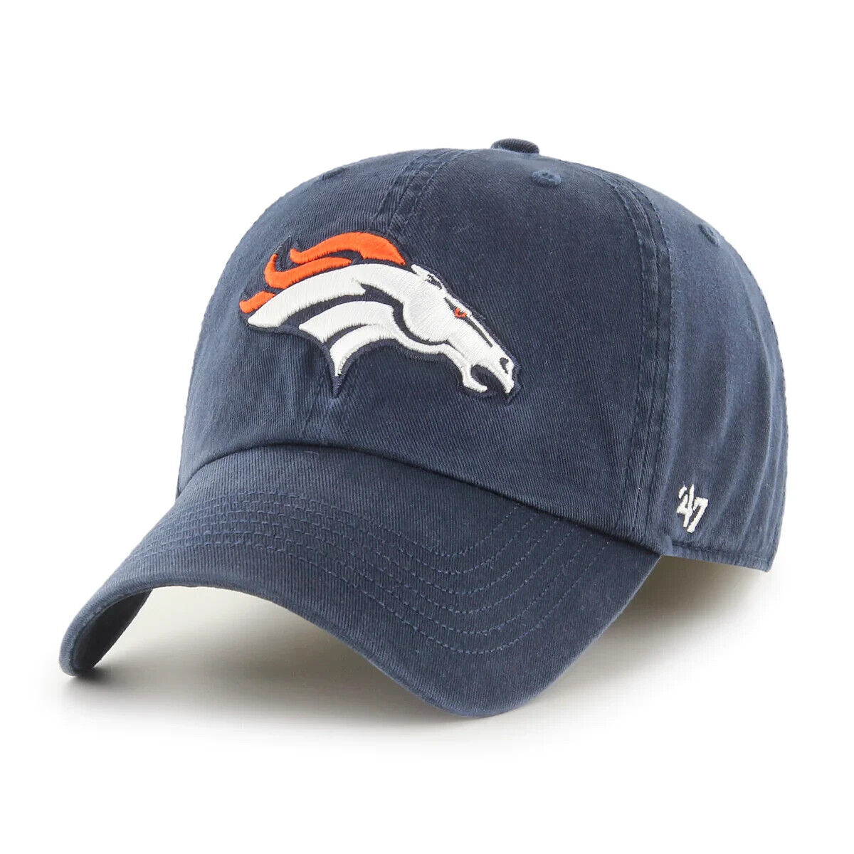 '47 Brand Franchise Fitted Denver Broncos Logo NFL Navy Fitted Hat Cap