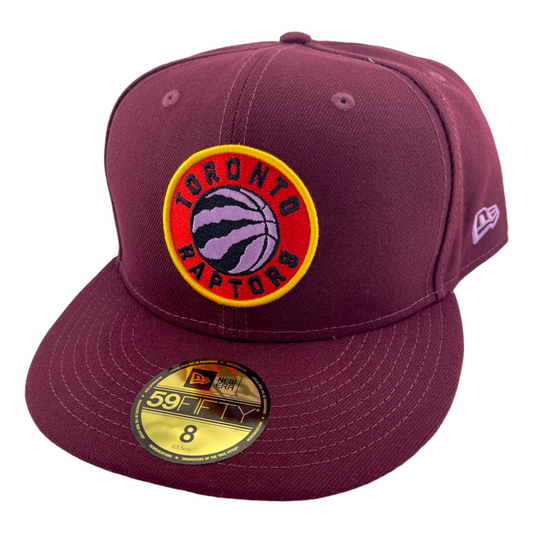 New Era Toronto Raptors Retro Logo NBA Burgundy/Pink UV 59Fifty Fitted Hat Cap