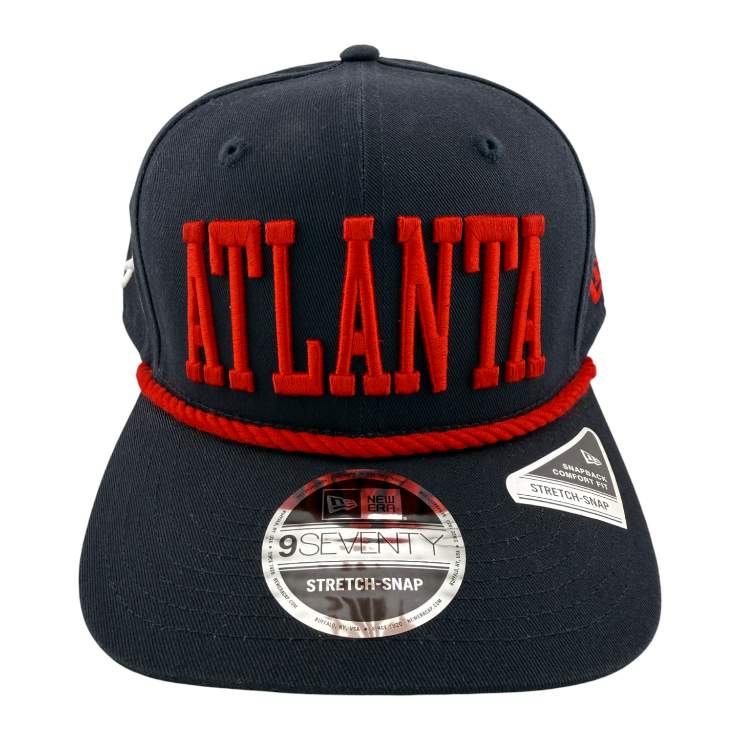 New Era Atlanta Braves MLB Rope Navy 9Seventy Trucker Stretch-Snapback Hat Cap