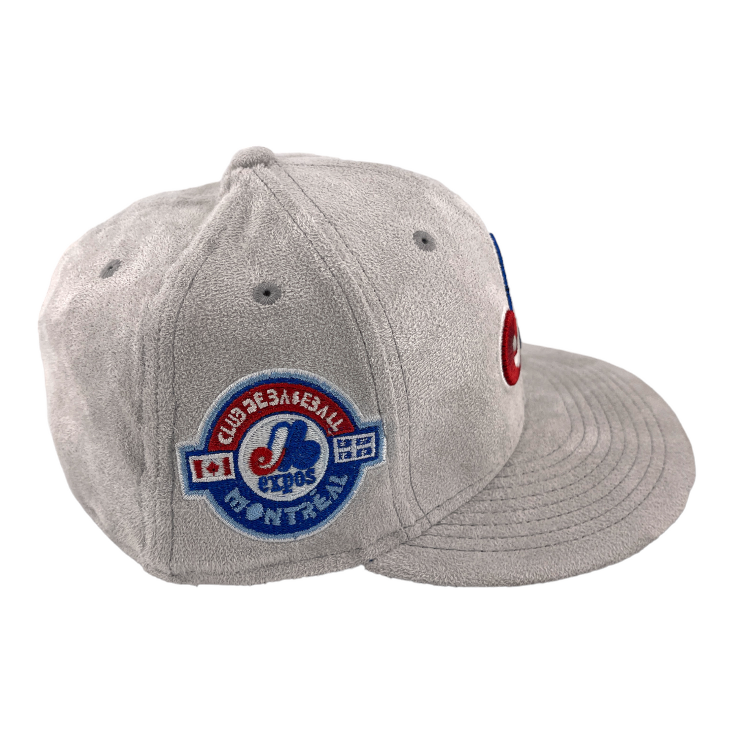 New Era Montreal Expos Club De Baseball Patch Suede Grey/Blue UV 59FIFTY Hat Cap