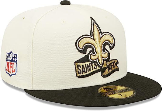 New Era New Orleans Saints 2022 Sideline NFL Cream 59FIFTY Fitted Hat Cap