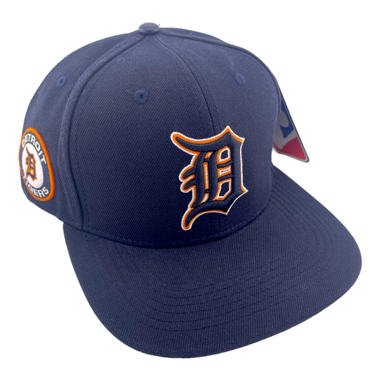 Pro Standard Detroit Tigers D Logo Side Patch Navy Blue Snapback Hat Cap