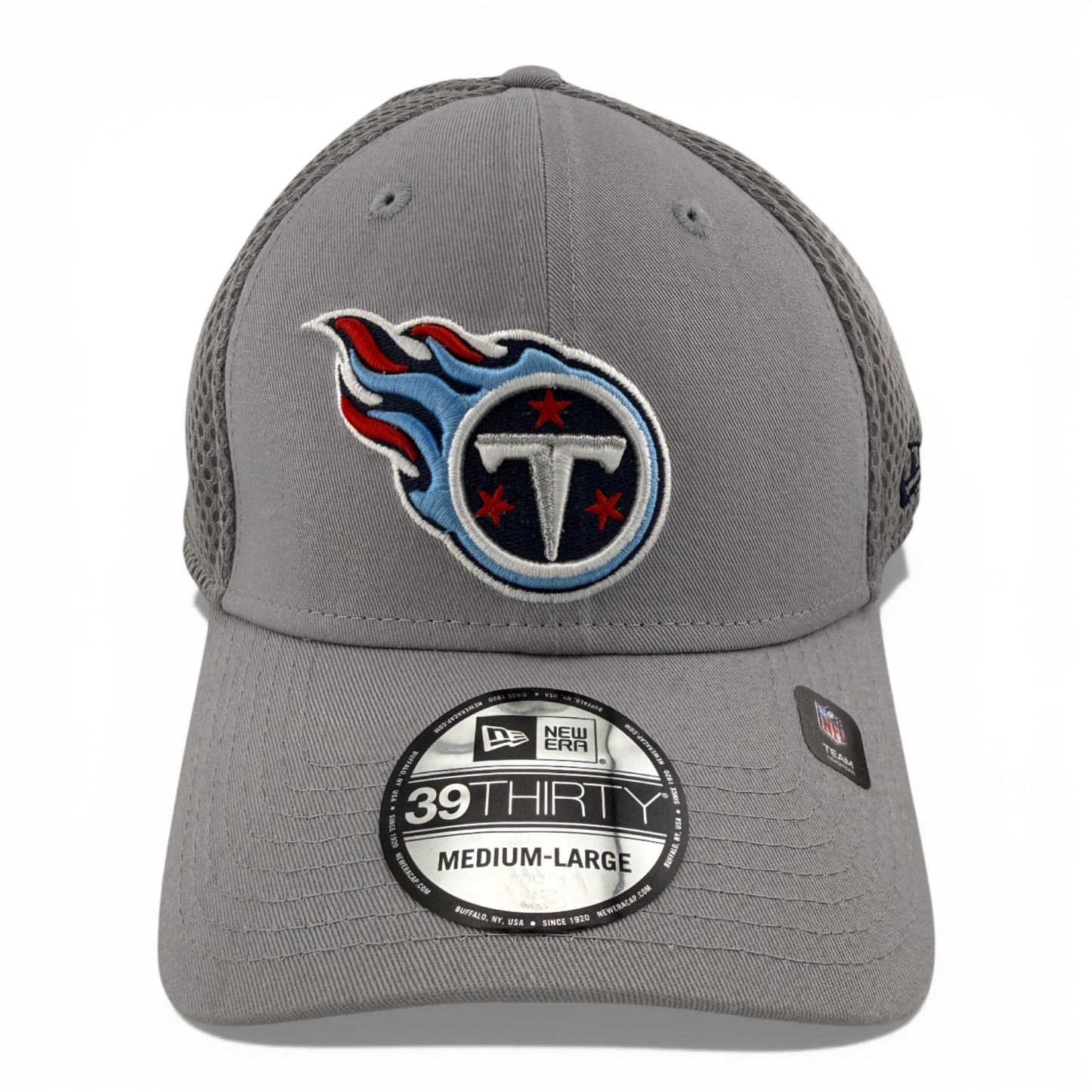 New Era Tennessee Titans NFL Grey Team Neo Mesh 39Thirty Flex Fit Hat Cap