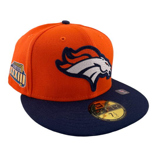 New Era Denver Broncos Letterman Super Bowl XXXIII Patch 59FIFTY Fitted Hat Cap