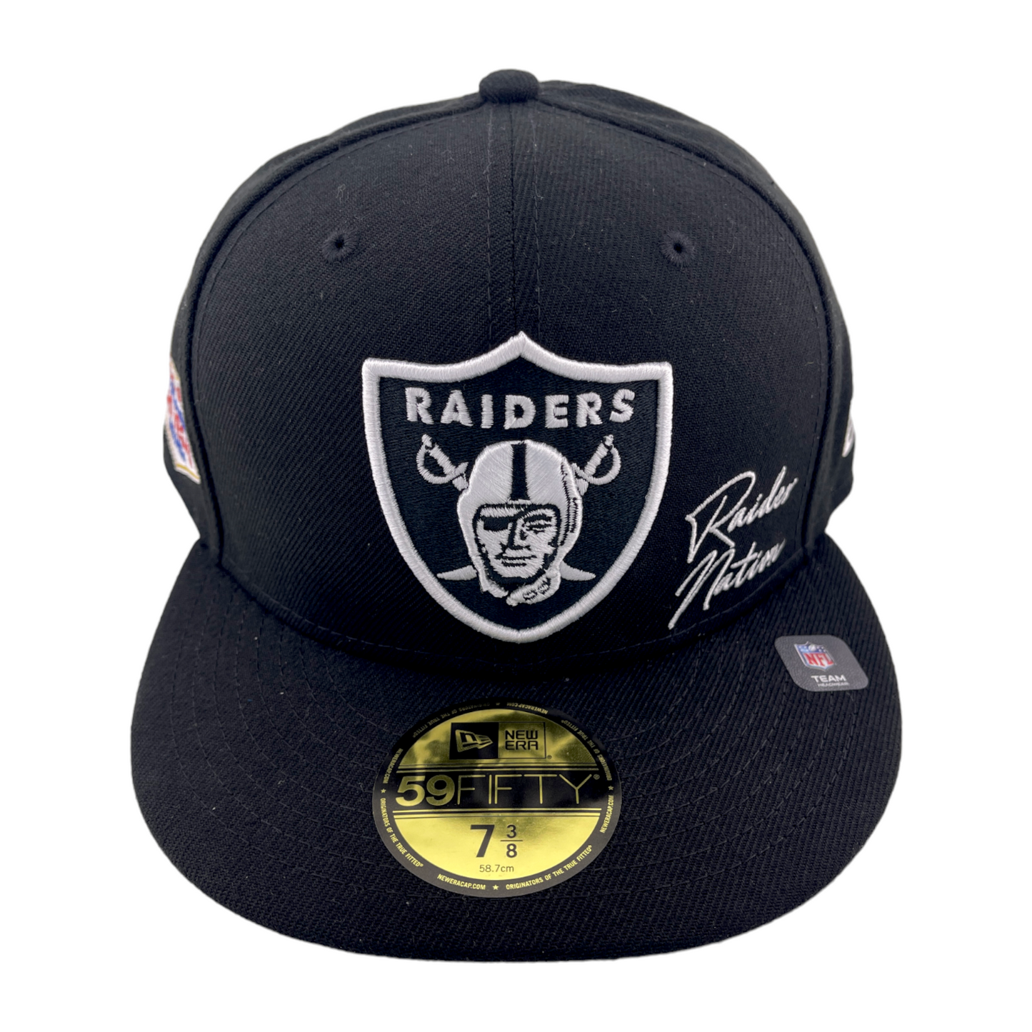 New Era Las Vegas Raiders Raider Nation Patch Black/Grey UV 59Fifty Fitted Hat Cap