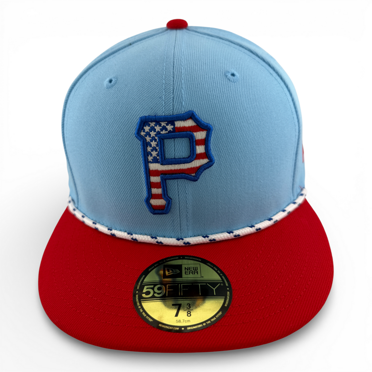 New Era Pittsburgh Pirates MLB 2025 4th of July USA Flag Rope 59Fifty Fitted Hat