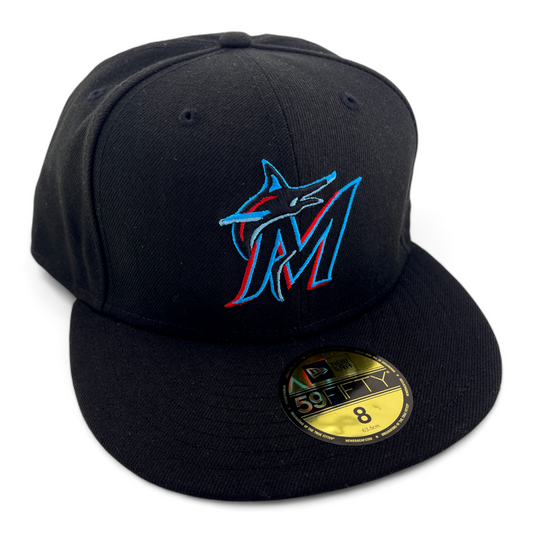 New Era Miami Marlins MLB Florida Team Classic Black UV 59Fifty Fitted Hat Cap