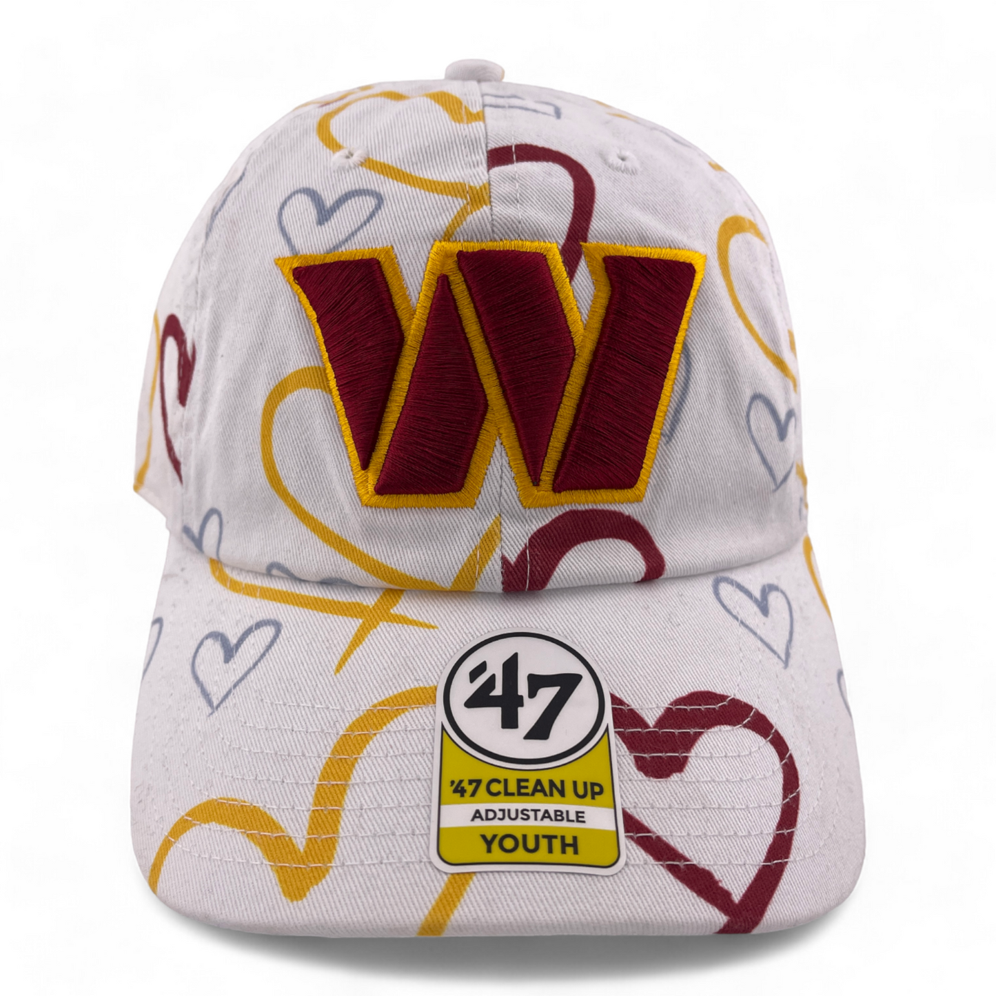 '47 Brand Washington Commanders NFL Youth Hearts Clean Up Adjustable Dad Hat Cap