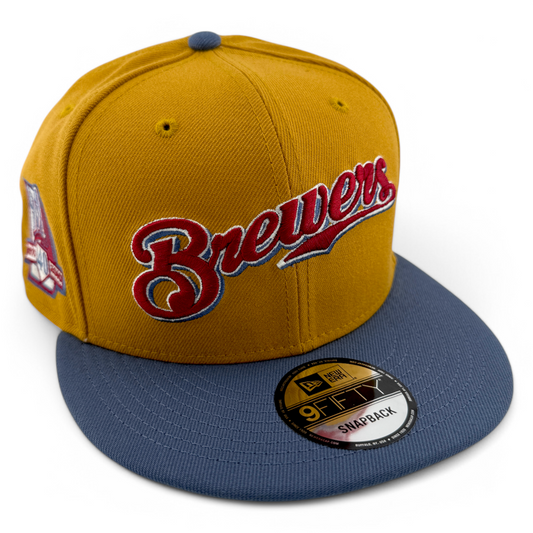 New Era Milwaukee Brewers MLB Panama Tan 9FIFTY Snapback Adjustable Hat Cap