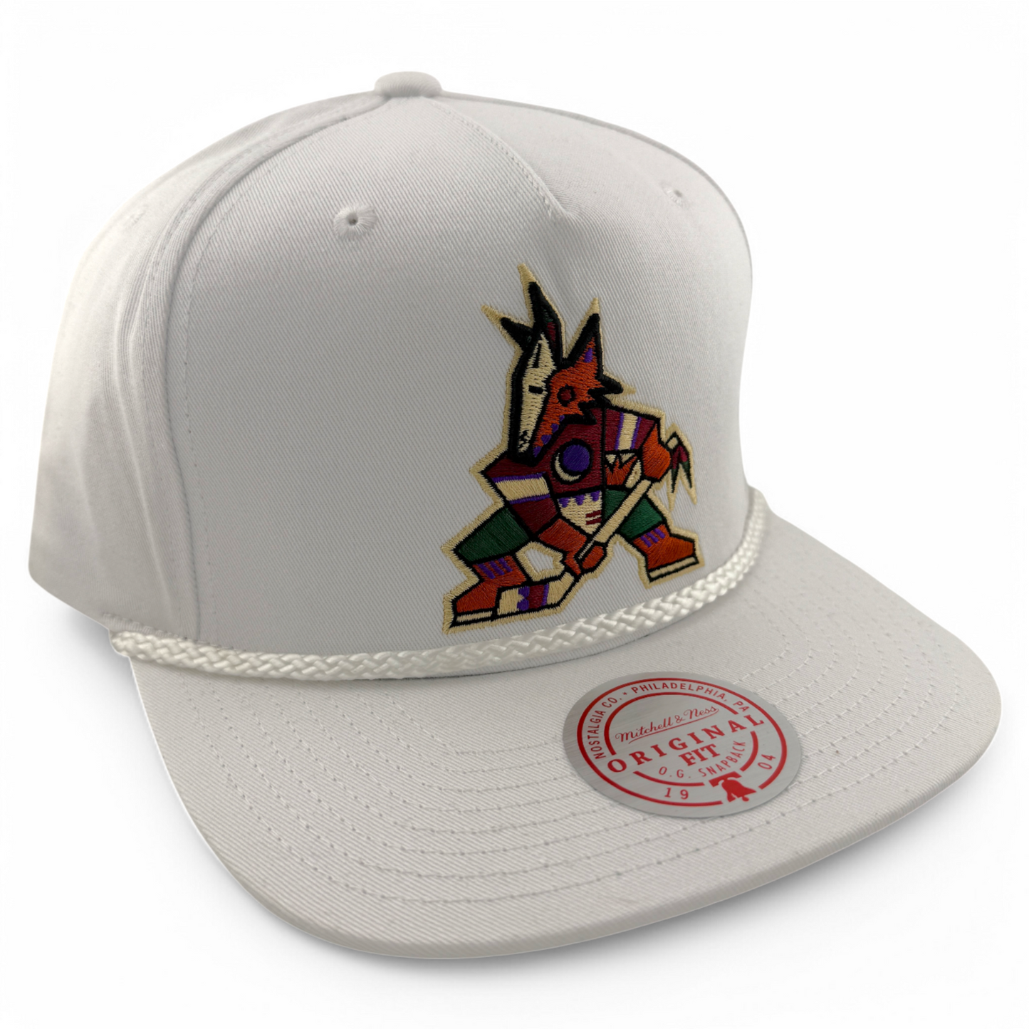Mitchell & Ness Arizona Coyotes NHL Logo A-Frame Hitch Rope Snapback Hat Cap