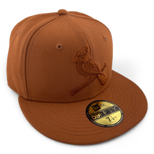 New Era St Louis Cardinals MLB Solid All Tan Color Pack 59FIFTY Fitted Hat Cap