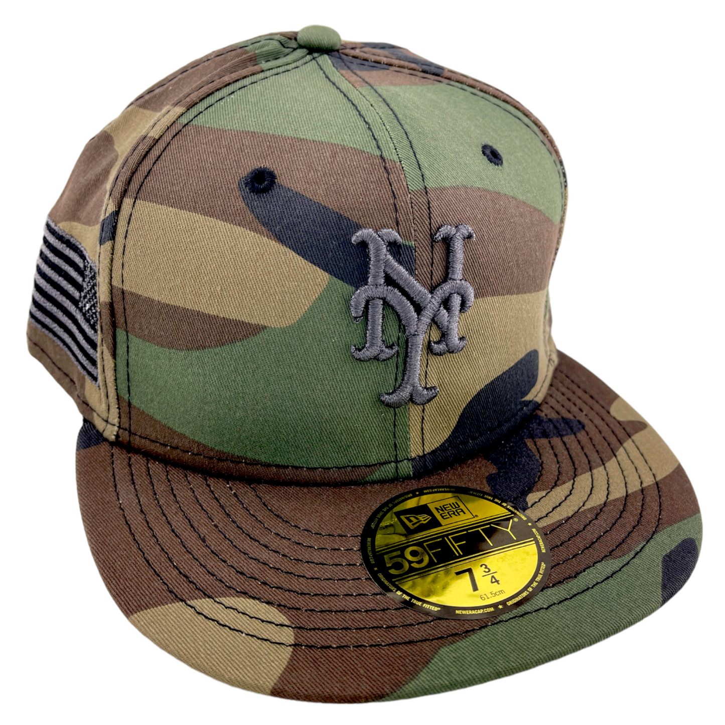 New Era New York Mets MLB Camouflage Metallic Camo Flag 59Fifty Fitted Hat Cap