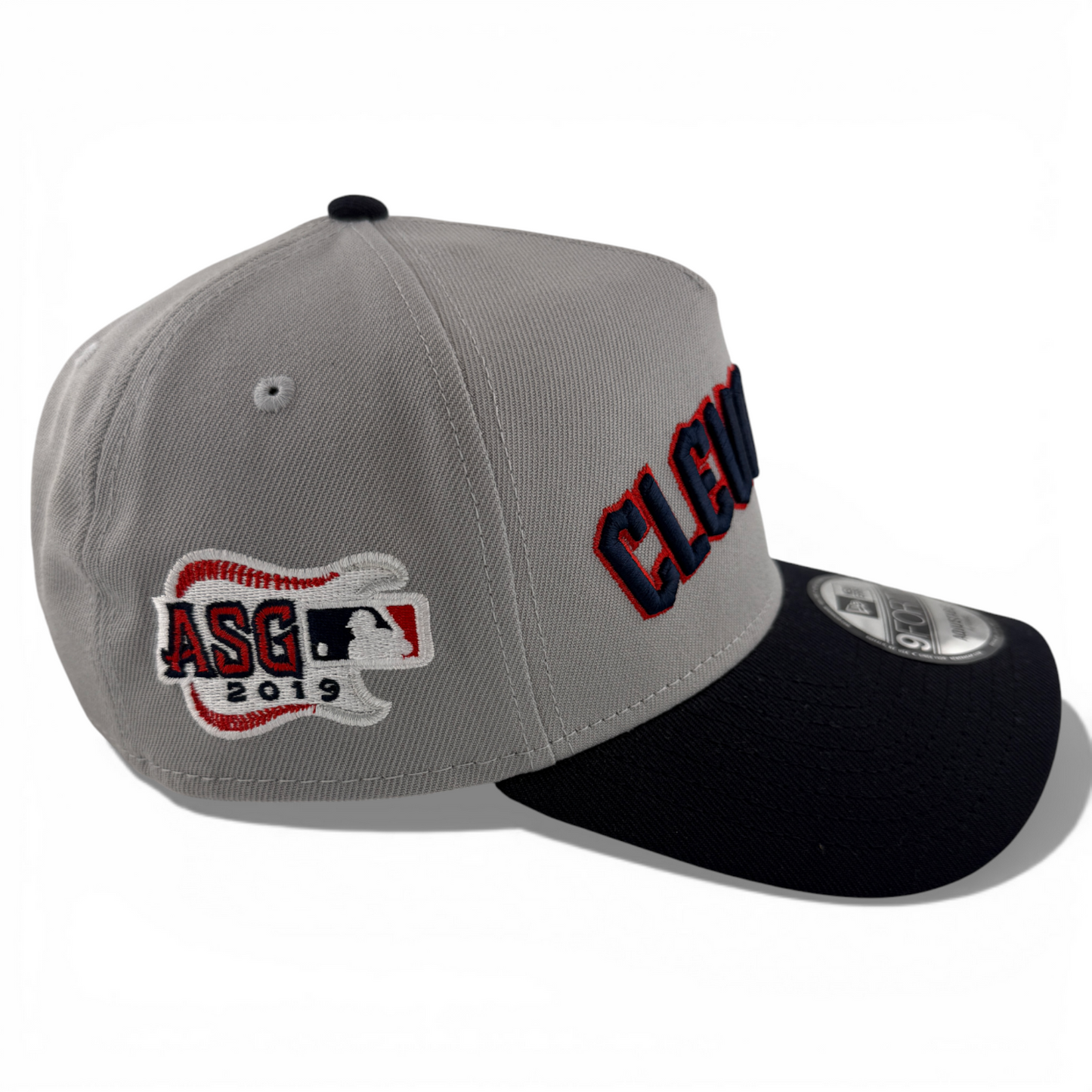 New Era Cleveland Guardians Away Script A-Frame 9Forty Snapback Adjustable Hat