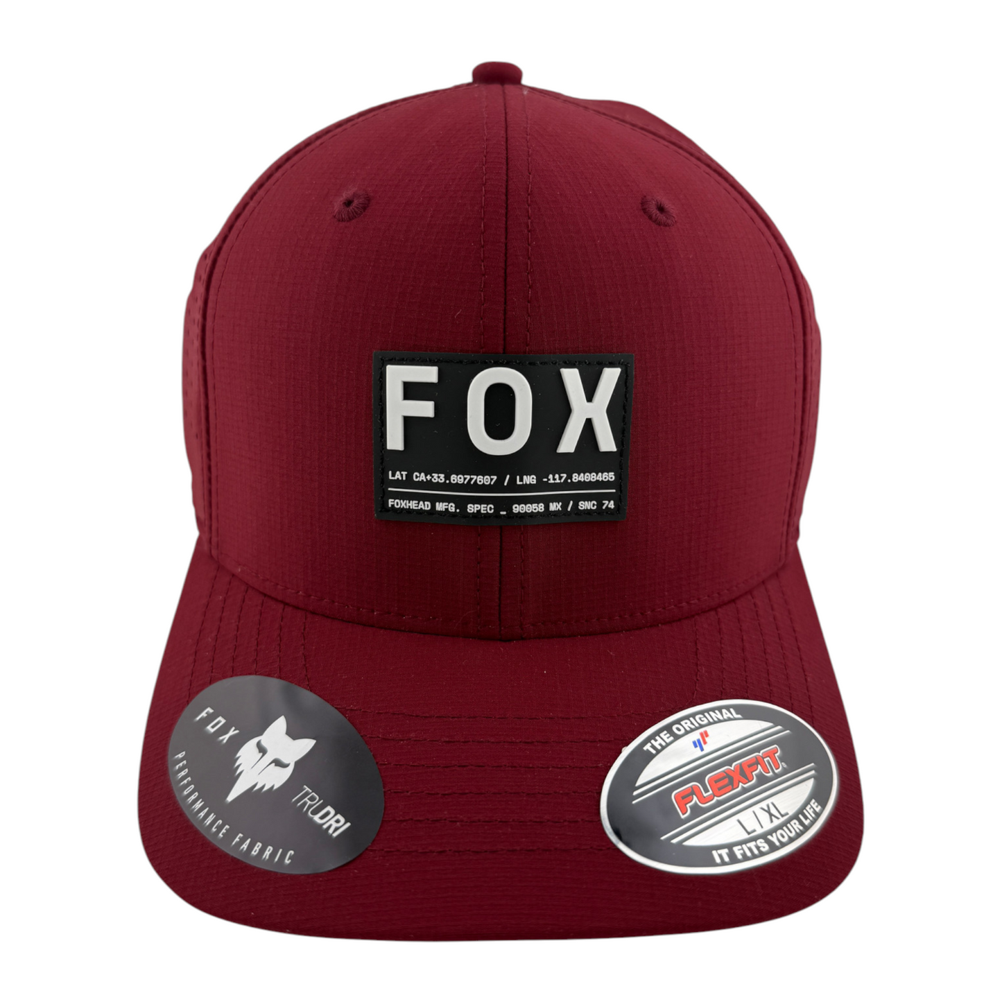 Fox Racing Non Stop Tech Maroon Burgundy Sport Neo Mesh Stretch Flex Fit Hat Cap