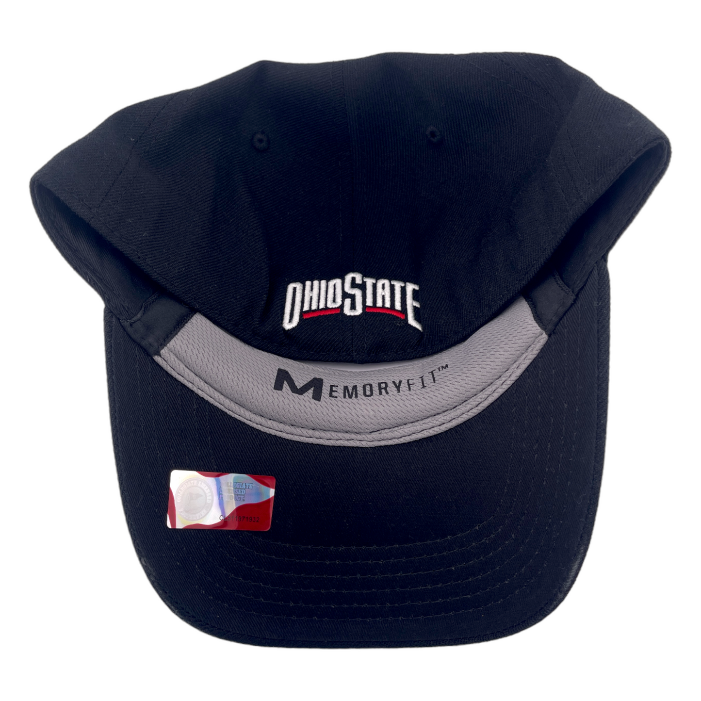 Ohio State University Buckeyes Black/Red Logo Memory Fit Fitted Baseball Hat Cap