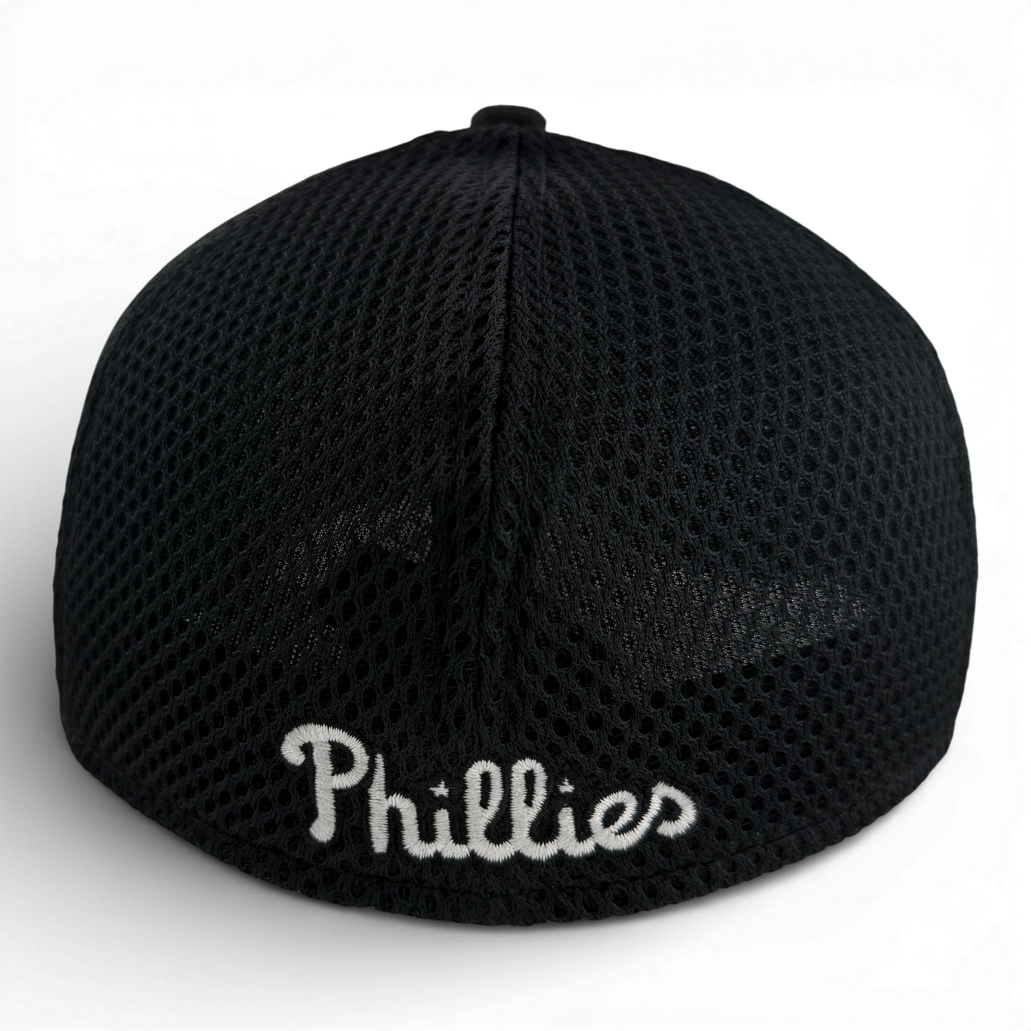 New Era Philadelphia Phillies Black White Logo Neo Mesh 39Thirty Flex Fit Ha