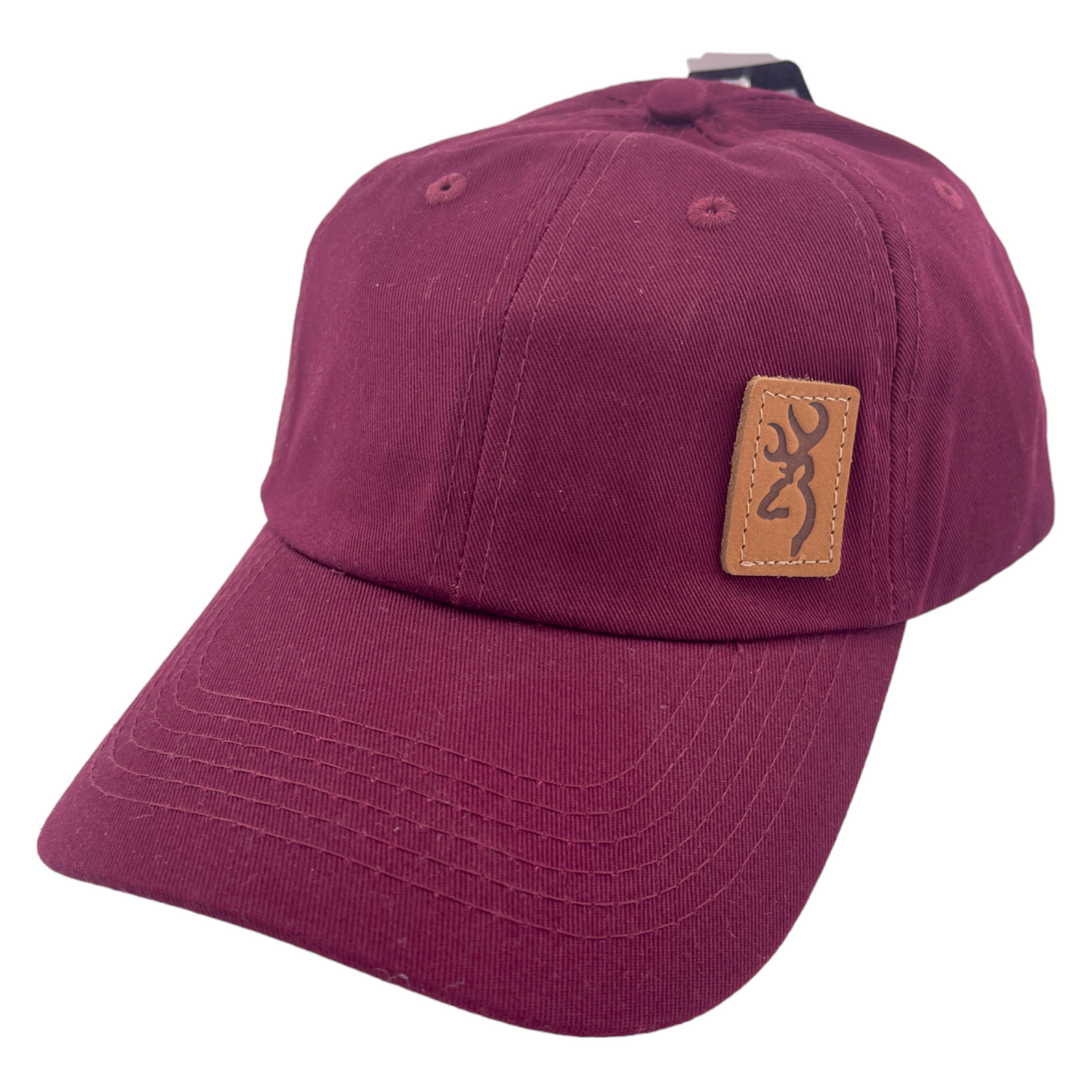 Browning Company Lynsey Burgundy Leather Logo Patch Adjustable Dad Hat Cap