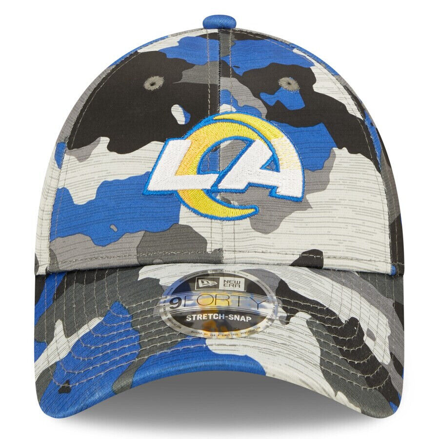 New Era Los Angeles Rams NFL 2022 Training Camp Blue Camo 9Forty Snapback Hat Cap