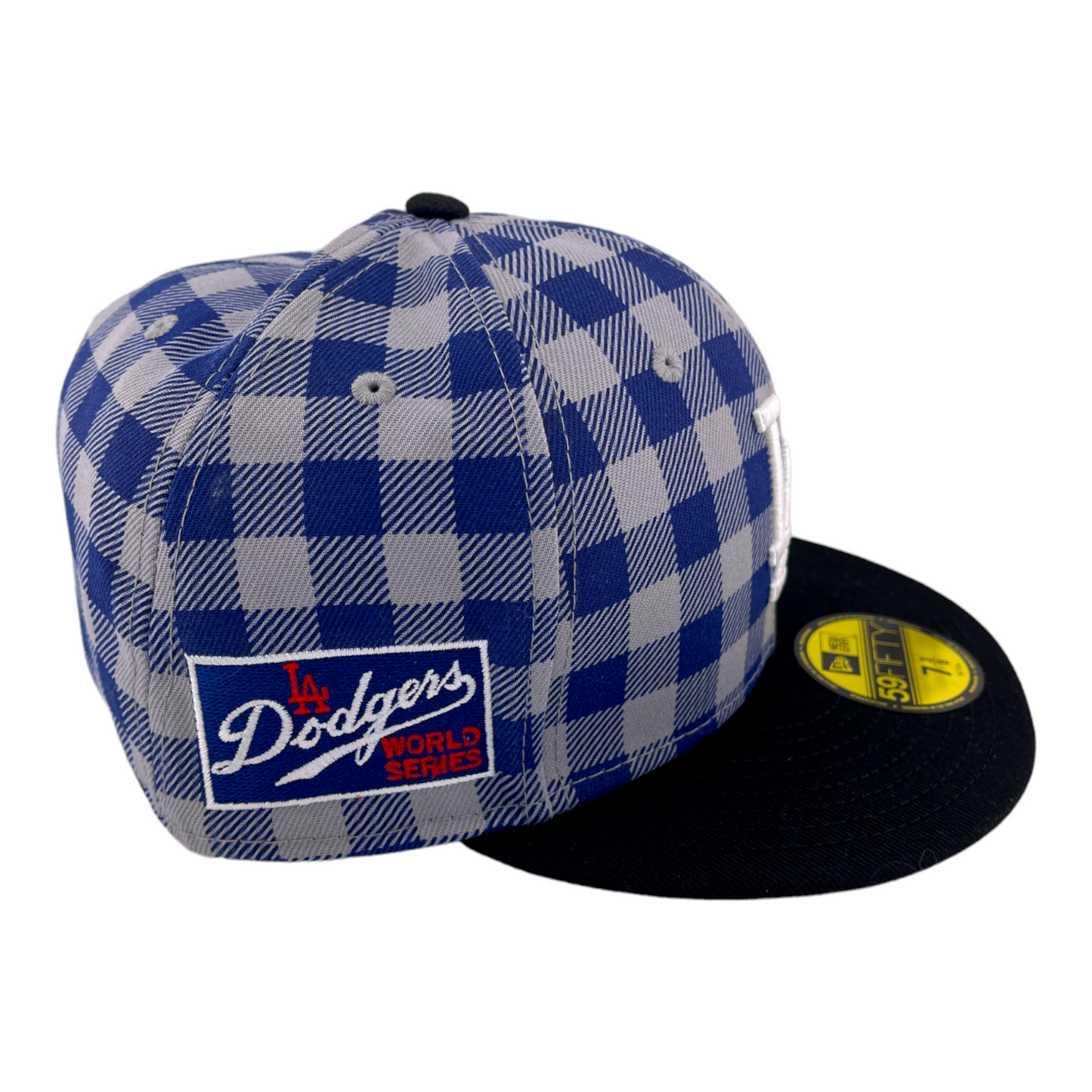 New Era Los Angeles Dodgers World Series Plaid Checkered Blue 59FIFTY Hat Cap