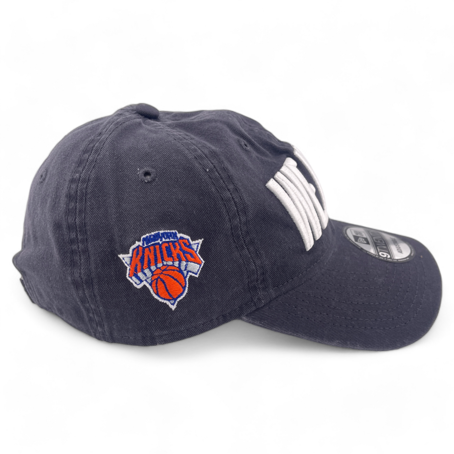 New Era New York Knicks “We Here” Grey Side Patch 9Twenty Adjustable Dad Hat Cap