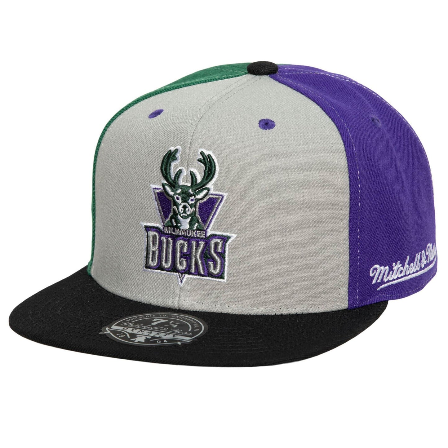 Mitchell & Ness Milwaukee Bucks NBA 35th Tri Cycle Pin Wheel Fitted Hat Cap