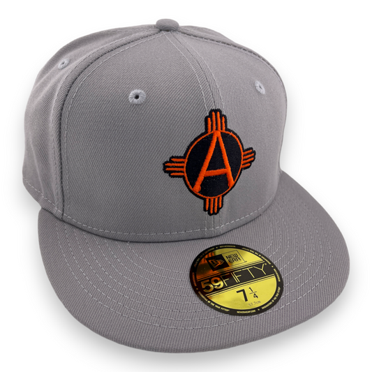 New Era Albuquerque Dukes Orange Zia Logo Gray UV MiLB 59Fifty Fitted Hat