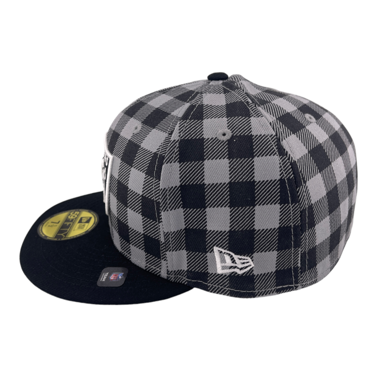 New Era Las Vegas Raiders Plaid Checkered 50 Year Side Patch 59FIFTY Fitted Hat Cap