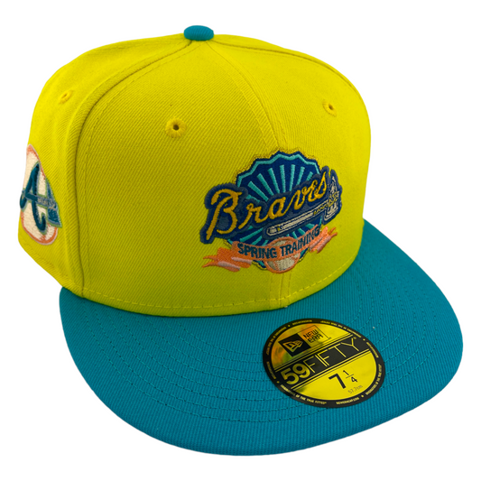 New Era Atlanta Braves MLB Spring Training Logo Yellow/Teal 59Fifty Fitted Hat