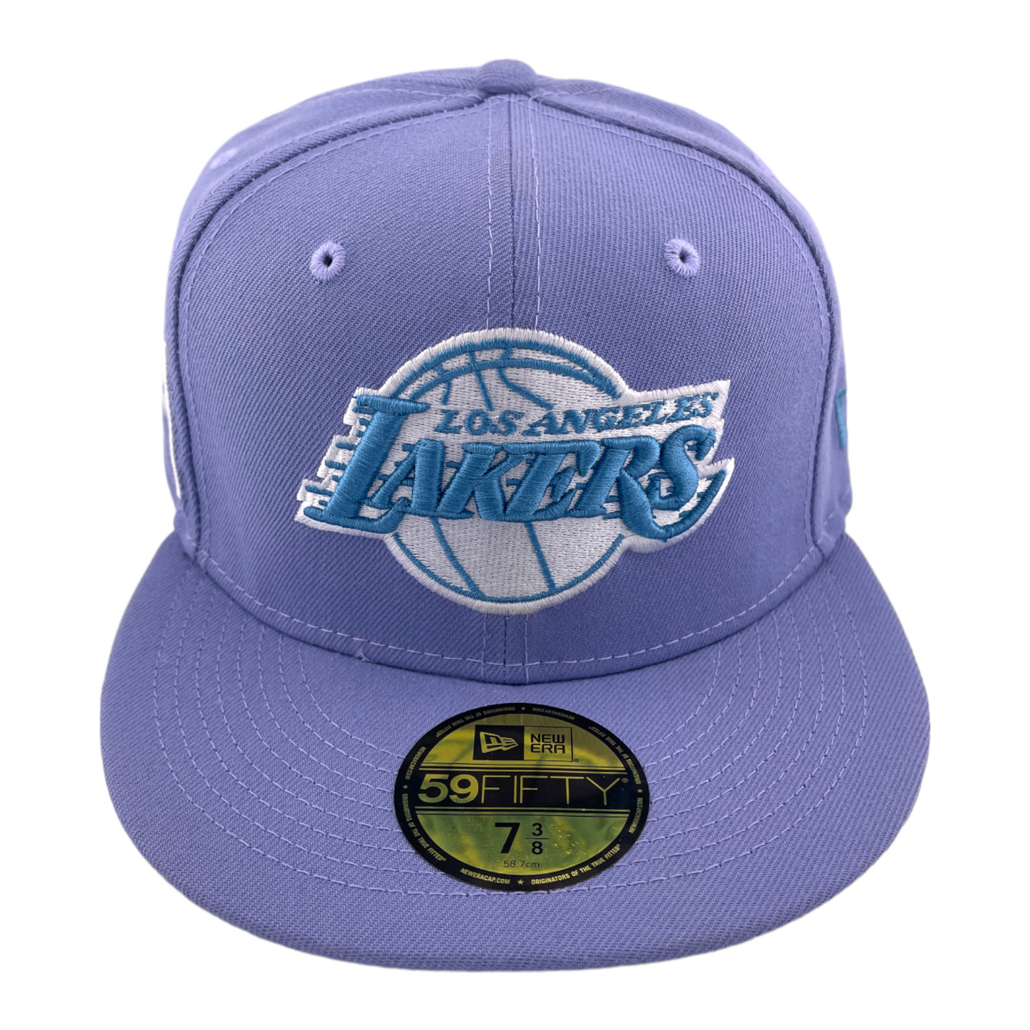 New Era Los Angeles Lakers Side Patch Purple Haze Blue UV NBA 59Fifty Fitted Hat Cap