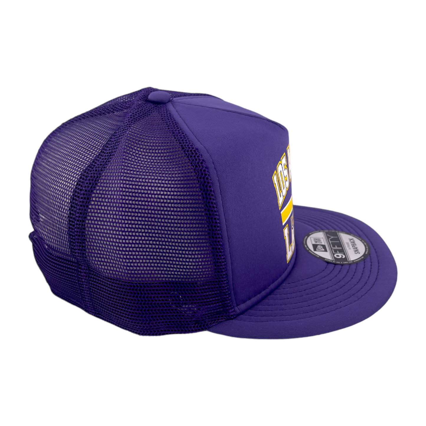 New Era Los Angeles Lakers Trucker Mesh Back Purple UV NBA 9FIFTY Snapback Hat Cap