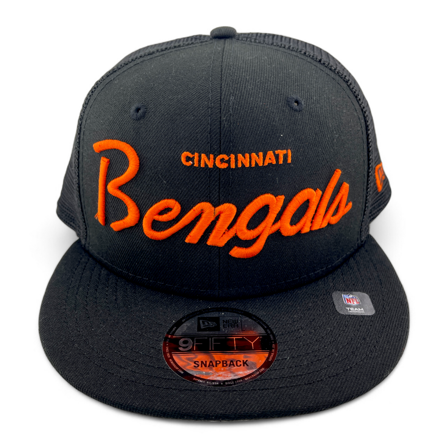 ~NEW DROP~ New Era Cincinnati Bengals NFL Script Logo 9FIFTY Mesh Back Snapback Hat Cap