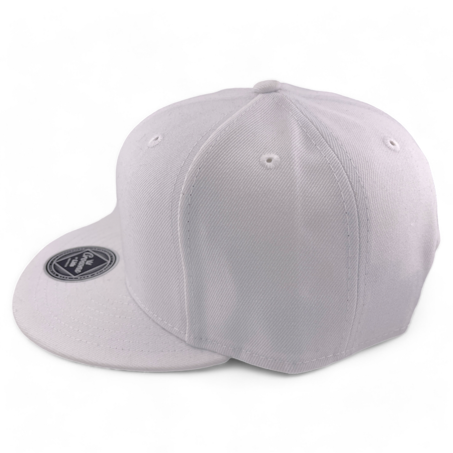 Crowns by Lids Blank For Customs All White Flat Bill Adjustable SnapBack Hat Cap