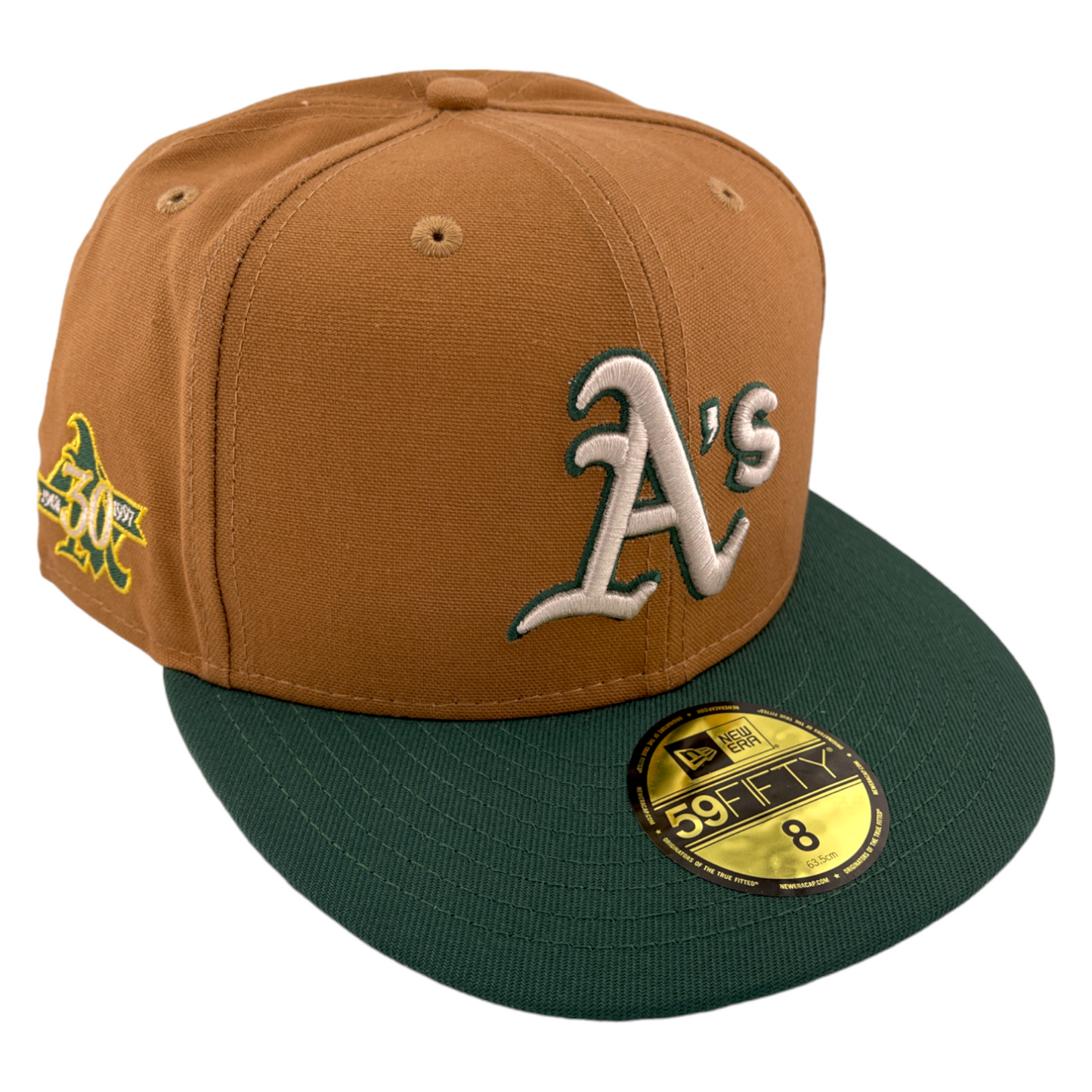 New Era Oakland Athletics A's 30th Side Patch Carhartt Tan/Green 59FIFTY Hat Cap