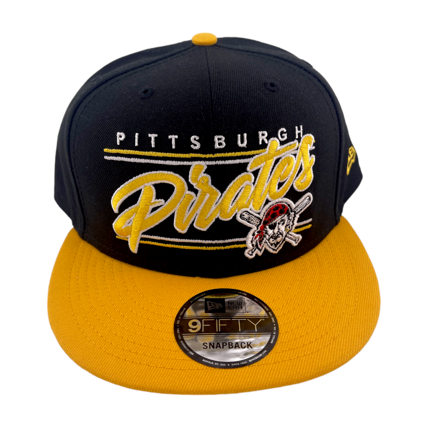 New Era Pittsburgh Pirates Team Script Logo Black/Yellow MLB 9FIFTY Snapback Hat Cap